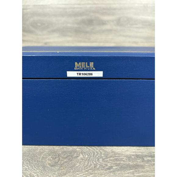 Vintage MELE Jewelry Box 3 Tier Blue W/ Velvet Interior & Gold Design 12.5x8x5 - Picture 8 of 8